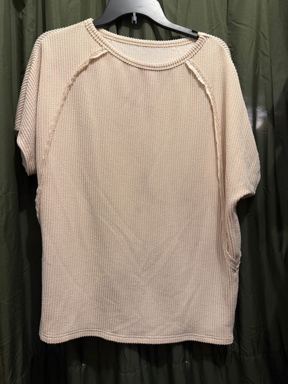 Cream Knit Short-Sleeve Sweater Top